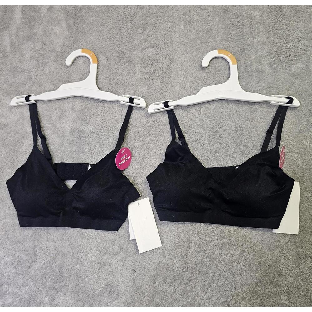 Brand New Lot of 2 Maidenform Girl No-Show Removeable Padding Bras Black  Small